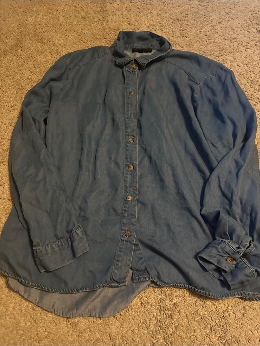 Jane and Delancey Washed Blue Women's Button-Down Shirt